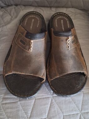 Rockport Men's Darwyn 2  Brown Leather Slides